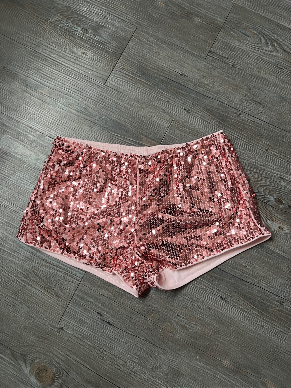 SHEIN Rose-Pink Sequin Athletic Shorts